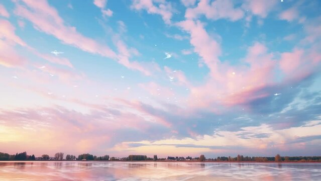 blurred defocused sunset sky and ocean nature background. beautiful sunset scene with pastel color. seamless looping overlay 4k virtual video animation background 