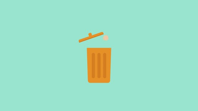 trash can animation flat icon 2d tape design