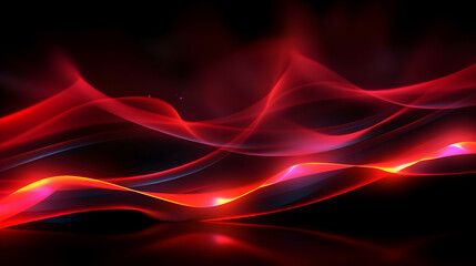 Futuristic Red laser light backdrop with curved light tails and abstract neon light lines