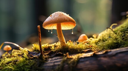 Macro photo of a single mushroom