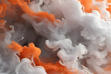 Abstract smoke 022, orange and white. Generate Ai