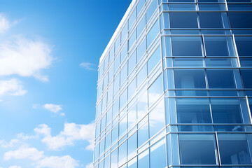 Fototapeta premium glass facade of a modern office building against a blue sky