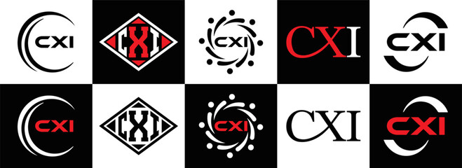 CXI logo. CXI set , C X I design. White CXI letter. CXI, C X I letter logo design. Initial letter CXI letter logo set, linked circle uppercase monogram logo. C X I letter logo vector design.	
