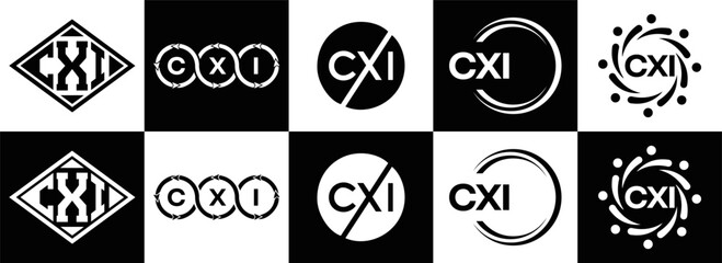 CXI logo. CXI set , C X I design. White CXI letter. CXI, C X I letter logo design. Initial letter CXI letter logo set, linked circle uppercase monogram logo. C X I letter logo vector design.	
