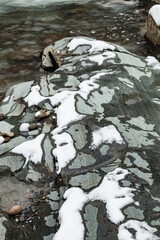 Ice and Snow on Little Pigeon River in Great Smoky Mountains - 729741530