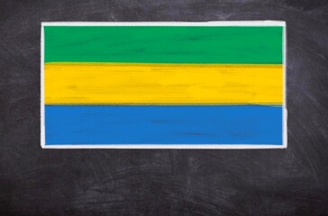 Hand drawn flag of Gabon on a black chalkboard