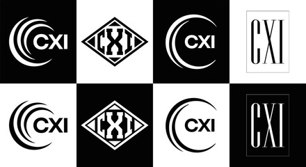 CXI logo. CXI set , C X I design. White CXI letter. CXI, C X I letter logo design. Initial letter CXI letter logo set, linked circle uppercase monogram logo. C X I letter logo vector design.	
