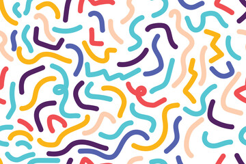 logo seamless pattern background style colorful doodle strokes