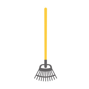 Garden rake. Tool for horticulture, agriculture, farming. Ground cultivator. Vector illustration isolated on white background.