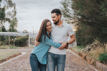 Fototapeta premium Couple hugging and having a good time
