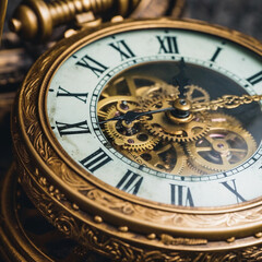 Fototapeta na wymiar Close up old antique classic clock