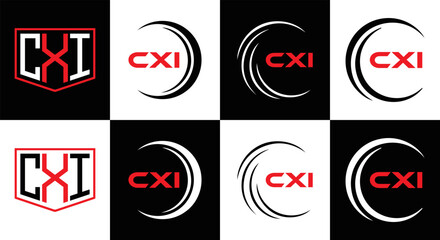 CXI logo. CXI set , C X I design. White CXI letter. CXI, C X I letter logo design. Initial letter CXI letter logo set, linked circle uppercase monogram logo. C X I letter logo vector design.	
