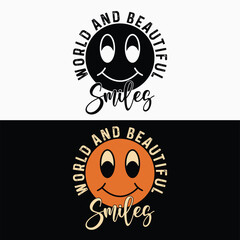 WORLD AND BEAUTIFUL SMILES  SMILE DAY T-SJIRT DESIGN,