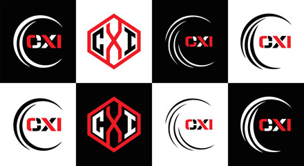 CXI logo. CXI set , C X I design. White CXI letter. CXI, C X I letter logo design. Initial letter CXI letter logo set, linked circle uppercase monogram logo. C X I letter logo vector design.	
