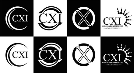 CXI logo. CXI set , C X I design. White CXI letter. CXI, C X I letter logo design. Initial letter CXI letter logo set, linked circle uppercase monogram logo. C X I letter logo vector design.	
