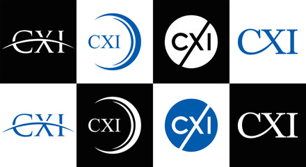 CXI logo. CXI set , C X I design. White CXI letter. CXI, C X I letter logo design. Initial letter CXI letter logo set, linked circle uppercase monogram logo. C X I letter logo vector design.	
