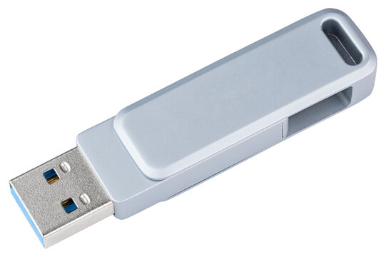 USB Flash memory stick. Swivel thumb drives for universal data storage at home or office. Usb memory storage for save file, photo, video. Metal disk or ram for computer, laptop or desktop pc 