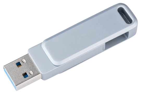 USB Flash memory stick. Swivel thumb drives for universal data storage at home or office. Usb memory storage for save file, photo, video. Metal disk or ram for computer, laptop or desktop pc 
