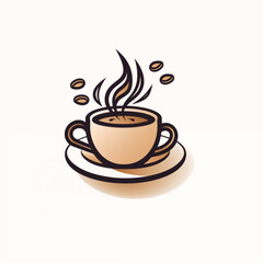 Obraz premium Classic Coffee Cup with Energetic Steam Swirls