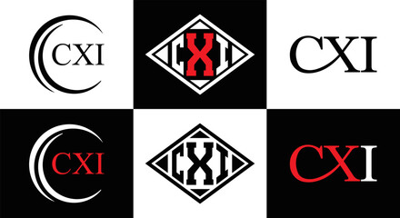 CXI logo. CXI set , C X I design. White CXI letter. CXI, C X I letter logo design. Initial letter CXI letter logo set, linked circle uppercase monogram logo. C X I letter logo vector design.	
