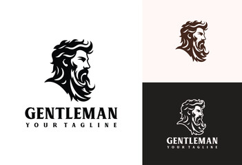 Man portrait logo design, silhouette vintage style logo illustration, Gentlemen logo, handsome man