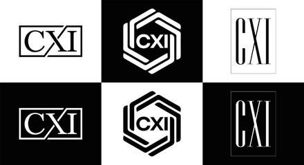 CXI logo. CXI set , C X I design. White CXI letter. CXI, C X I letter logo design. Initial letter CXI letter logo set, linked circle uppercase monogram logo. C X I letter logo vector design.	
