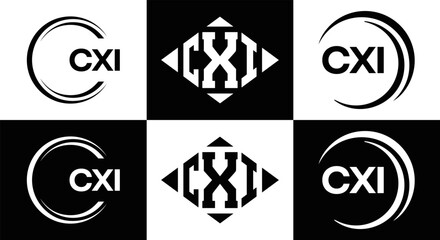 CXI logo. CXI set , C X I design. White CXI letter. CXI, C X I letter logo design. Initial letter CXI letter logo set, linked circle uppercase monogram logo. C X I letter logo vector design.	
