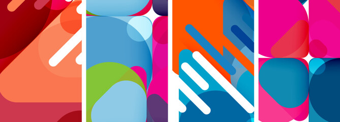 Colorful bright geometric abstract compositions for wallpaper, business card, cover, poster, banner, brochure, header, website