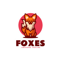 Vector Logo Illustration Foxes Simple Mascot Style.