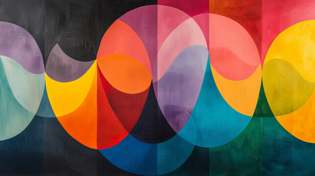 A hard-edge abstraction that explores the interaction of color and form.
