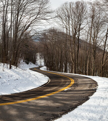 Winter Snow on Hwy 32 in Cosby, Tennessee - 729747361