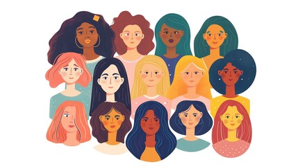 Flat illustration of diverse women