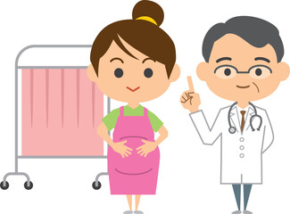 妊婦さんと医者のイメージイラスト