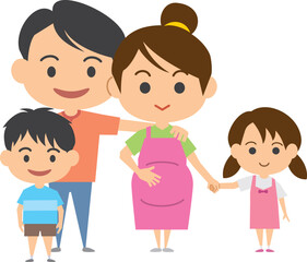 妊婦さんと家族のイメージイラスト