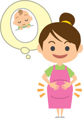胎動を感じる妊婦さんのイメージイラスト