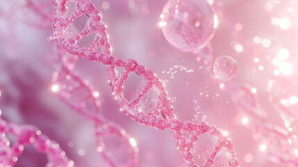pink dna and molecule concept for beauty skincare treatment product