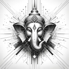Ganesha's face as a geometric figure from a front view