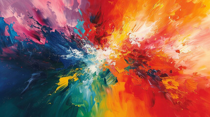 Explosive bursts of color dance across the canvas in a chaotic symphony of abstraction, capturing the essence of spontaneous creation.