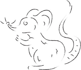 Doodle Hand Drawn Mouse Chinese Zodiac Vector Illustration