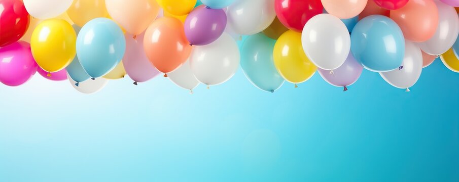 Bright colorful balloons on the blue sky