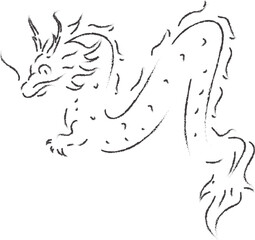 Doodle Hand Drawn Dragon Chinese Zodiac Vector Illustration