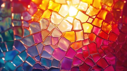 Vibrant hues interlock in a shimmering mosaic, creating an abstract kaleidoscope of color. Ai Generated
