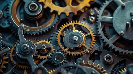 Witness the intricate dance of mechanism, gears, and cogs in industrial equipment at work. Ai Generated.