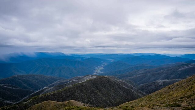 Mount Feathertop timelapse view Melbourne Australia second-highest mountain in the Australian state of Victoria part of the Australian Alps and is located within the Alpine National Park.