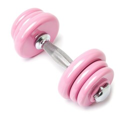 Pink dumbbell barbell weights, feminine flair for empowering workouts. Stylish fitness, Ai Generated.