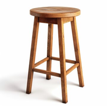 Wooden barstool isolated on white background, perfect for rustic interior designs, Ai Generated.
