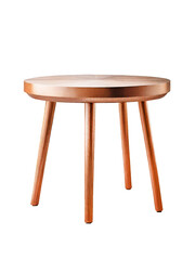 Round wooden retro table. Dining table isolated on white background