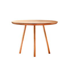 Round wooden retro table. Dining table isolated on white background