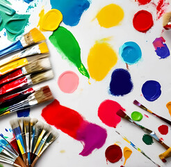 Obraz premium watercolor paint brush and paint