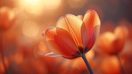 The ethereal glow of morning sunlight filtering through the translucent petals of a tulip.